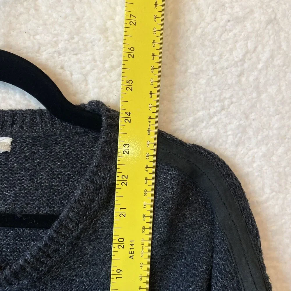 Madewell‎ Cotton Blend Leather Trim Knit Sweater mens Sz XS or Women Size Large